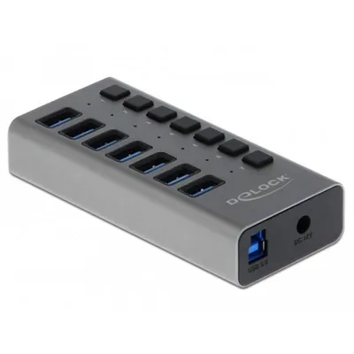 Hub Delock 7 Ports 5 Gbps externes Modell Aluminium mit Schaltern