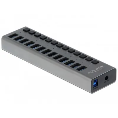 Hub DeLOCK 13 Ports USB 3.2 Gen 1 5 Gbps mit Einzelschaltern