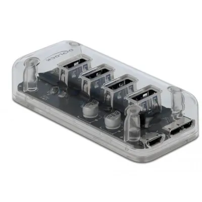 Hub DeLOCK 4 Ports 5 Gbps USB 3.2 Gen 1 transparent mit Stromversorgung