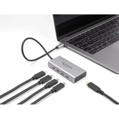 Hub DeLOCK 5 Ports 10 Gbps USB Type-C mit PD 85 W Kabel 30 cm