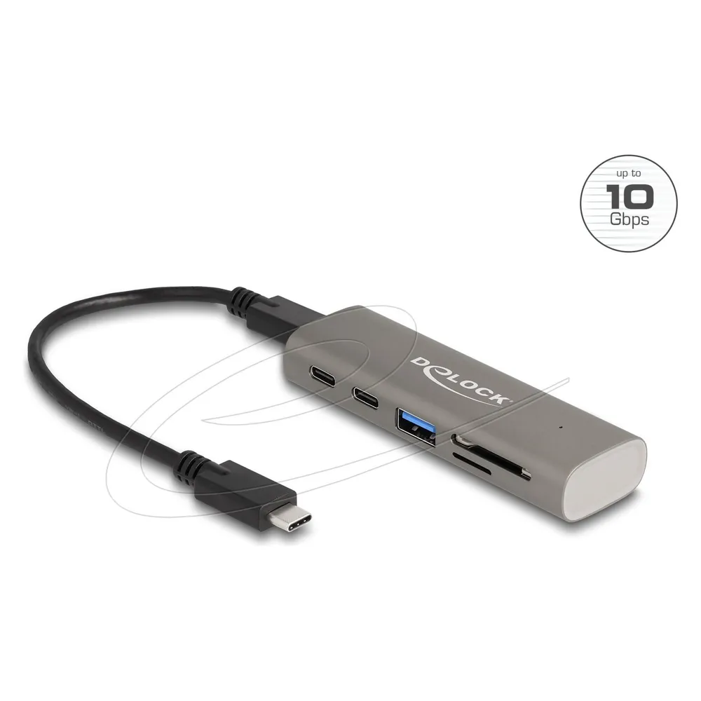 Hub Delock 6 Ports 10 Gbps USB 3.2 Gen 1 Metall mit SD MicroSD Leser