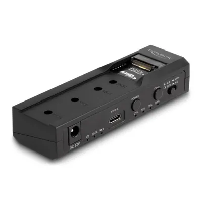 Festplatten-Dockingstation DeLock 64252 USB Type-C NVMe SATA Klonen LED Schwarz