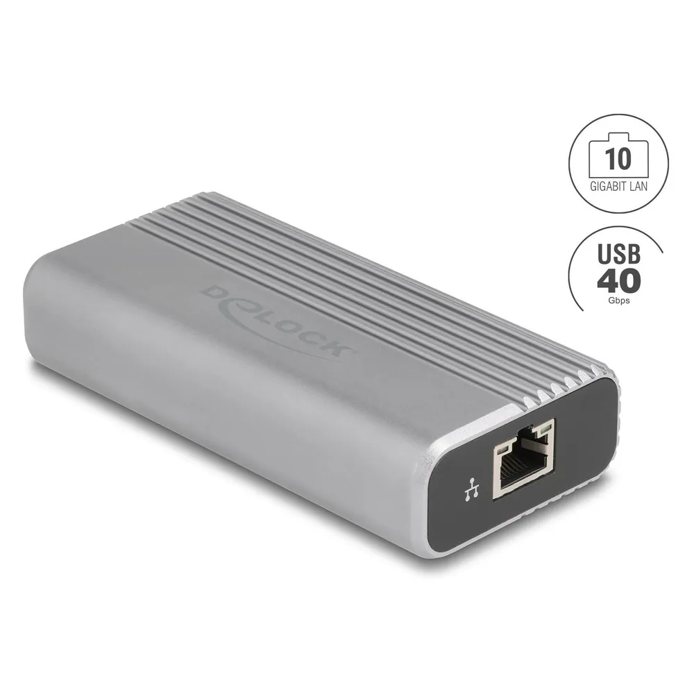 Tarjeta de Red DeLock 64349 USB Typ-C 40 Gbps 10GbE Aluminio Cable 30cm