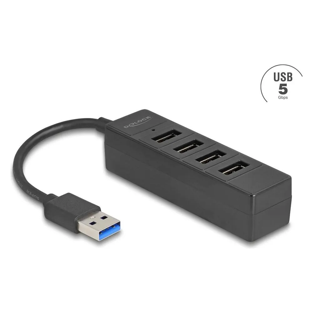 Hub Delock 4 Ports 5 Gbit/s USB 3.2 Gen 1 Modell 64350 LED Blau