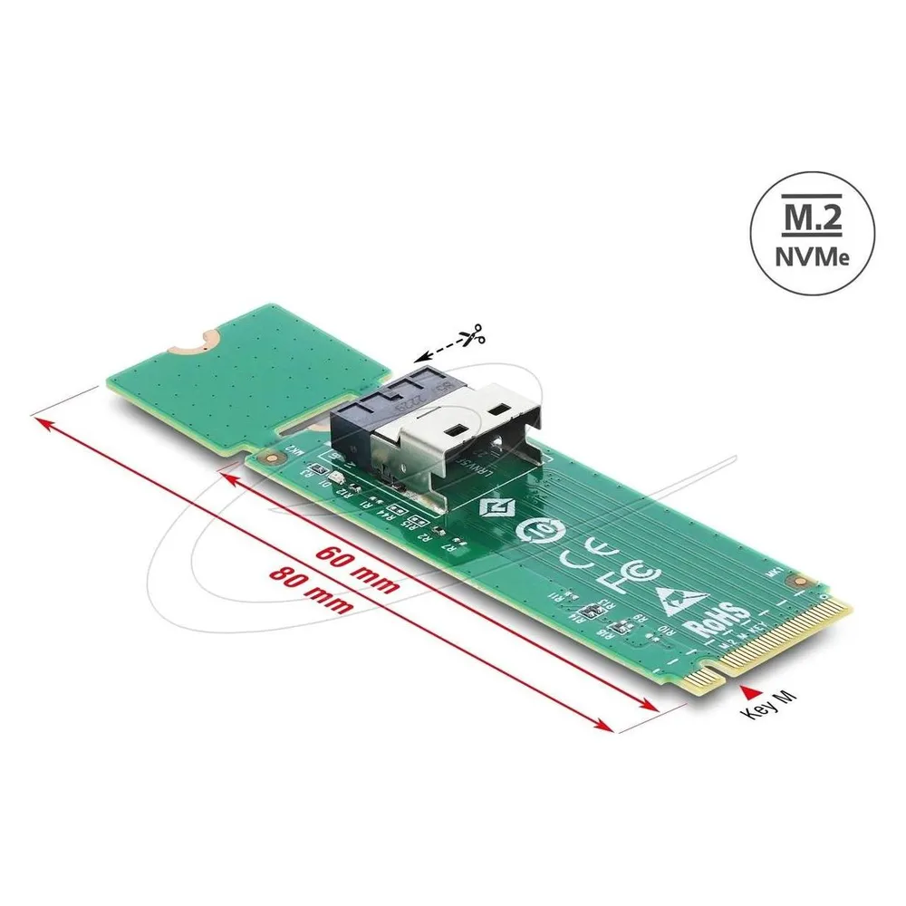 Adapter M.2 Key M auf SFF-8654 4i PCIe 4.0 NVMe Delock