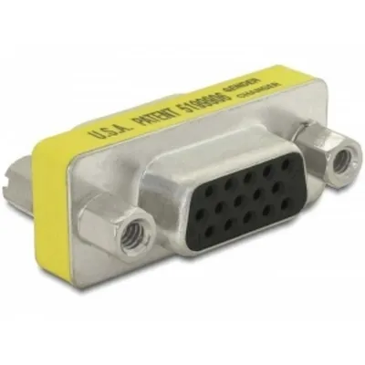 Gender Changer DELOCK Adapter VGA Sub-D 15 Buchse zu Buchse Gelb