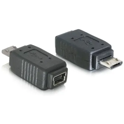 Adapter USB micro-B Stecker zu mini USB 5 Pin Buchse schwarz DeLOCK