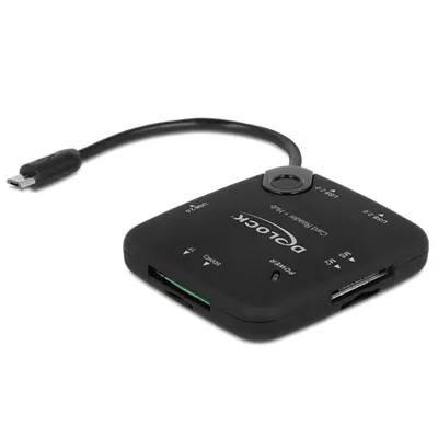 Kartenleser Delock 65529 USB 2.0 mit 3-Port-Hub