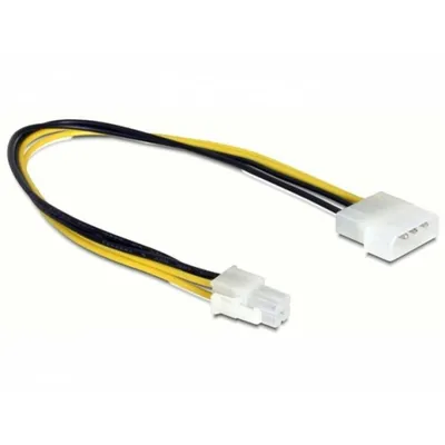 Internes DeLOCK-Netzkabel 0,3 m P4/Molex 4-pin Schwarz/Gelb