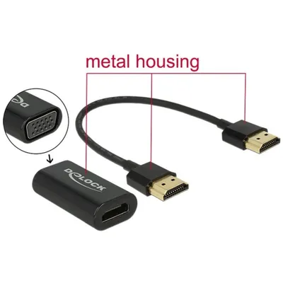 Adapter HDMI nach VGA DeLOCK 0,15 m Schwarz