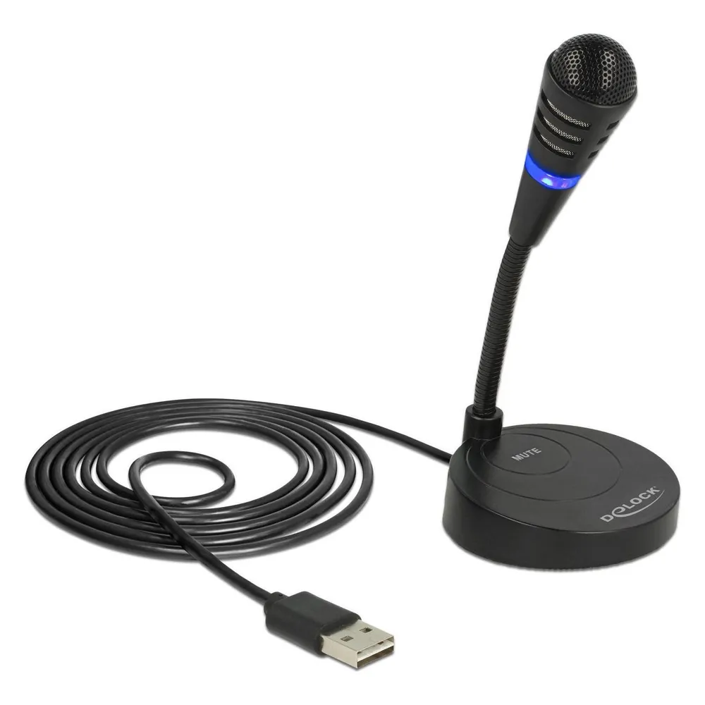 Mikrofon DeLOCK 65868 USB mit Schwanenhals und Touch-Stummschalter