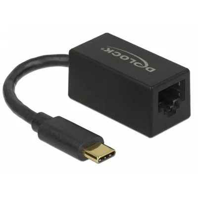 DeLOCK USB Type-C zu Gigabit LAN Adapter kompakt schwarz