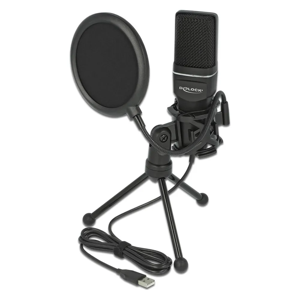 Mikrofon DeLOCK 66331 USB cardioid mit Popfilter und rutschfestem Ständer