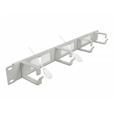 Delock Kabelmanagement-Panel 19" 4 Haken 1U grau