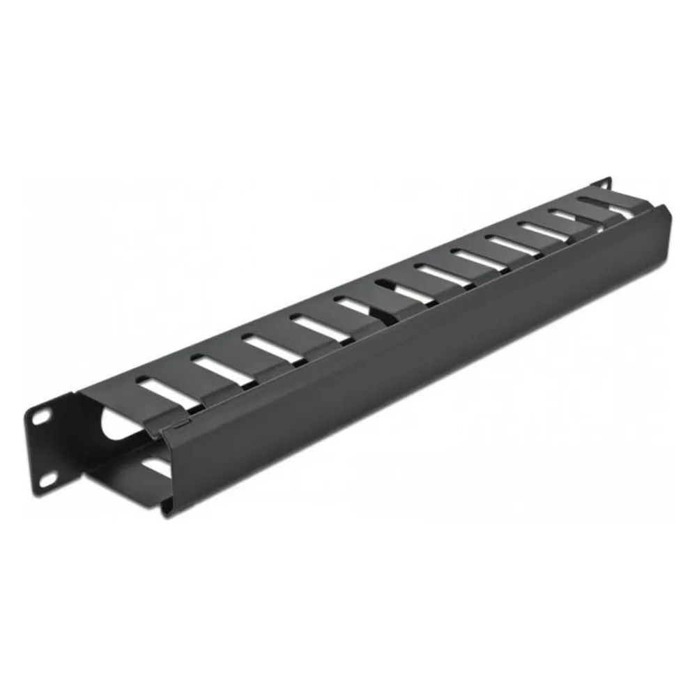 Kabelmanagement-Panel DeLOCK 19" 1U schwarz mit 2 Öffnungen