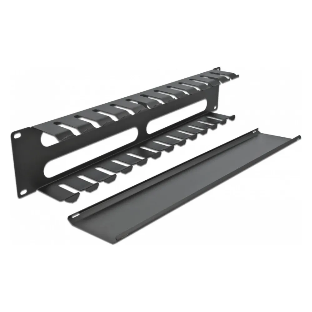 Kabelmanagement-Panel DeLOCK 19" 2U schwarz mit 4 Öffnungen