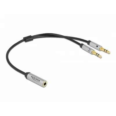 Adapter DeLOCK für Kopfhörer 1 weiblich Stereo 4 Kontakte zu 2 männlich Stereo 3 Kontakte 3,5 mm