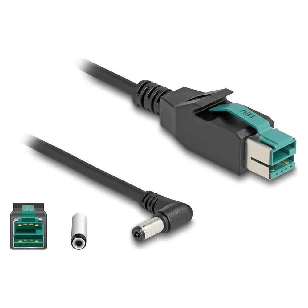 Delock PoweredUSB Kabel Stecker 12 V zu DC 5,5 x 2,1 mm Stecker gewinkelt 1 m