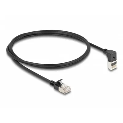 Delock Netzwerkkabel RJ45 Cat.6A S/FTP 90° Slim 1 m schwarz LSZH