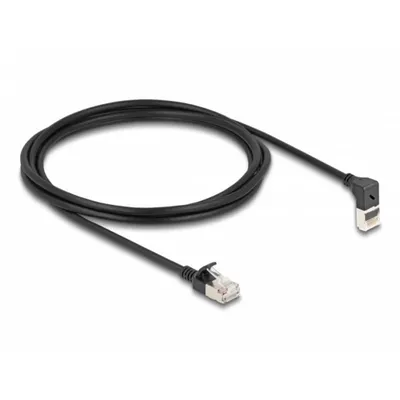 Netzwerkkabel RJ45 Cat.6A S/FTP Slim 90° Delock 2 m Schwarz