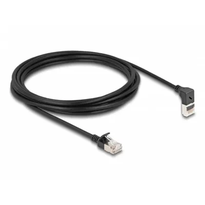 Netzwerkkabel RJ45 Cat.6A S/FTP Slim 90° Abgewinkelt 3 m Schwarz DeLOCK