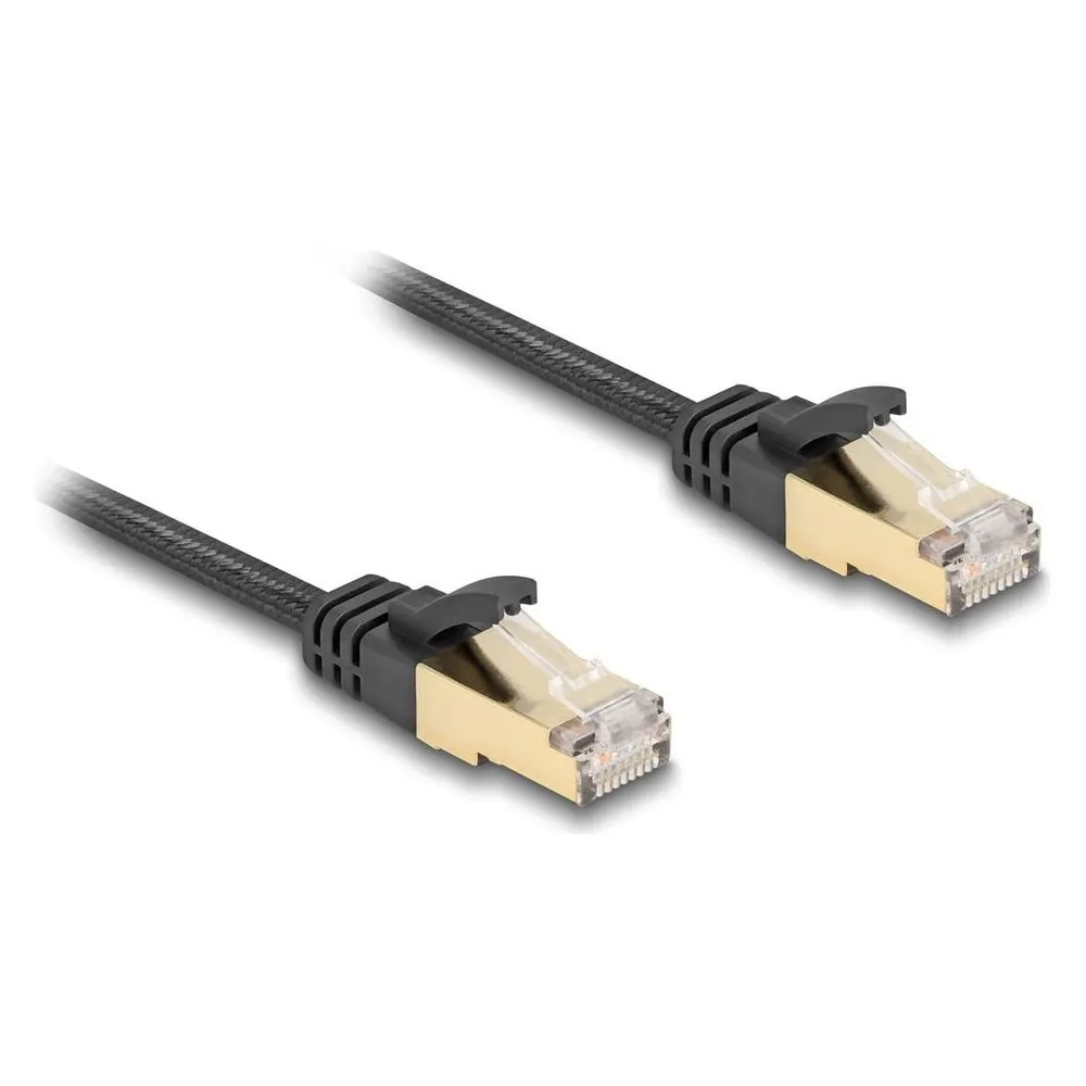 Delock RJ45 Flachband Netzwerkkabel mit Geflechtmantel Cat.6 (S/FTP, CAT6a, 3 m)