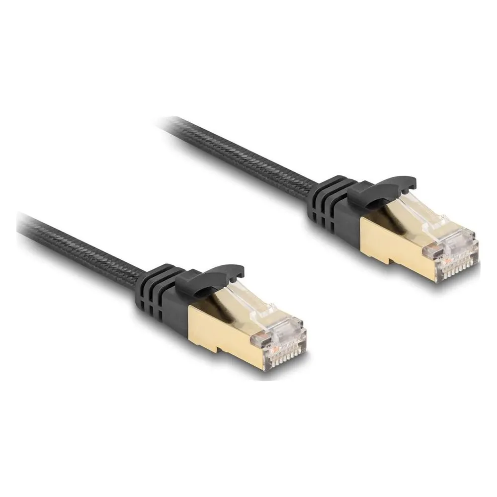 Delock RJ45 Flachband Netzwerkkabel mit Geflechtmantel Cat.6 (U/FTP, CAT6a, 10 m)