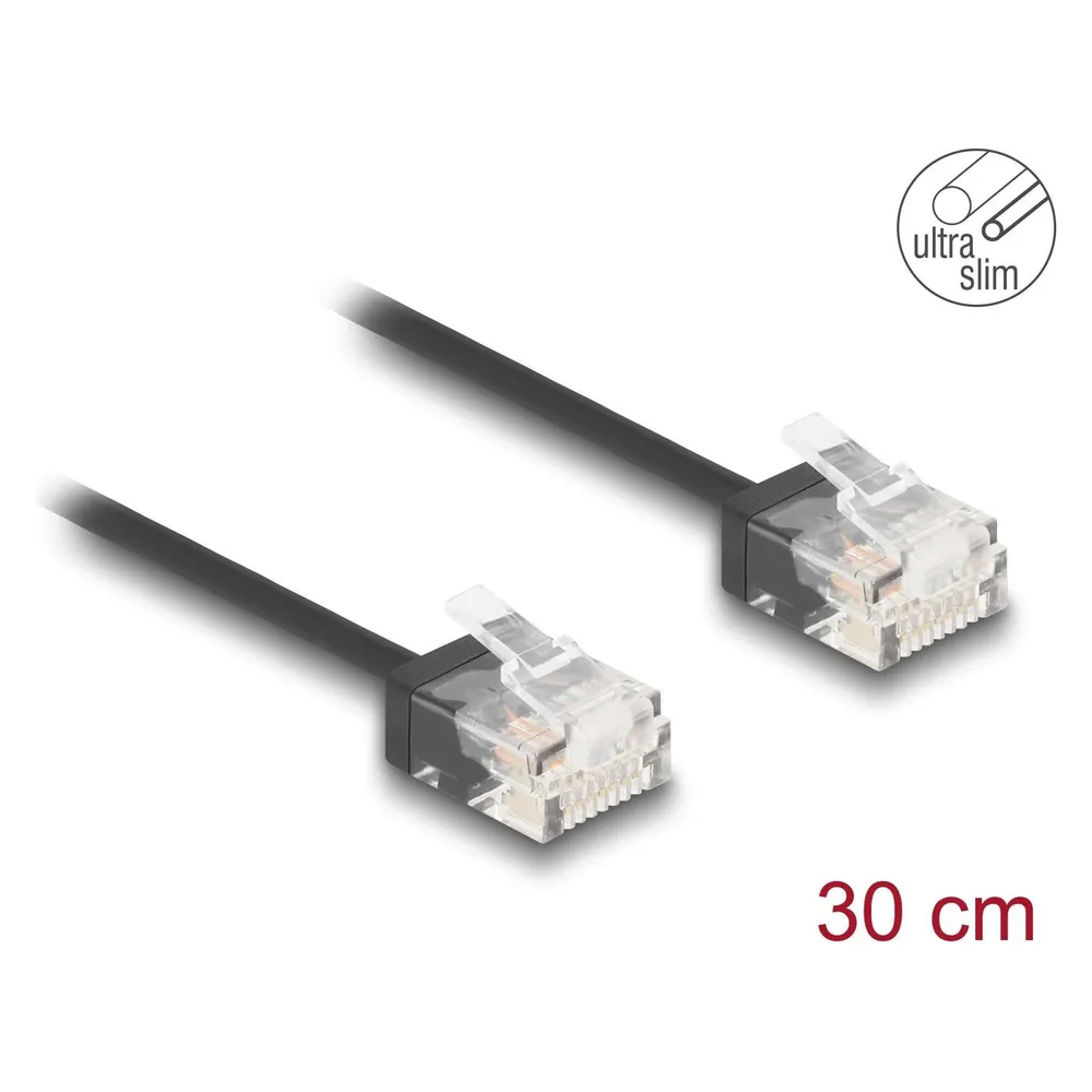Delock RJ45 Netzwerkkabel Cat.6 UTP Ultra Slim 0,3 m schwarz