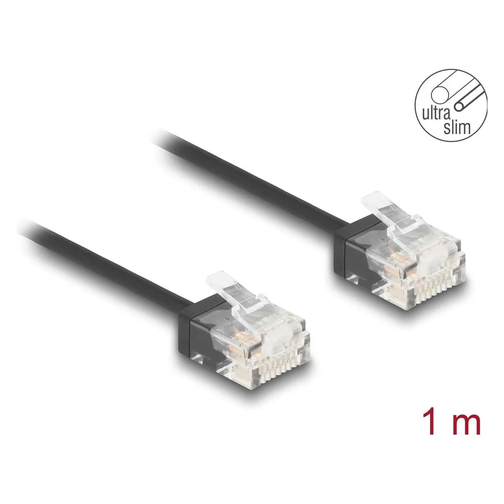 Delock RJ45 Netzwerkkabel Cat.6 UTP Ultra Slim 1 m schwarz m