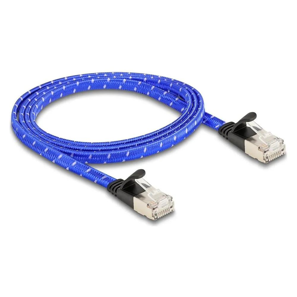 Delock RJ45 Flachband Netzwerkkabel mit Geflechtmantel Cat.6 (U/FTP, CAT6a, 1 m)