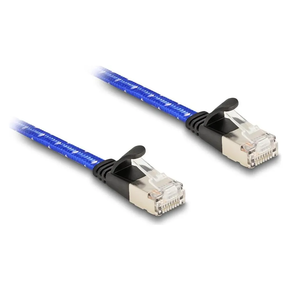 Delock RJ45 Flachband Netzwerkkabel mit Geflechtmantel Cat.6 (U/FTP, CAT6a, 3 m)