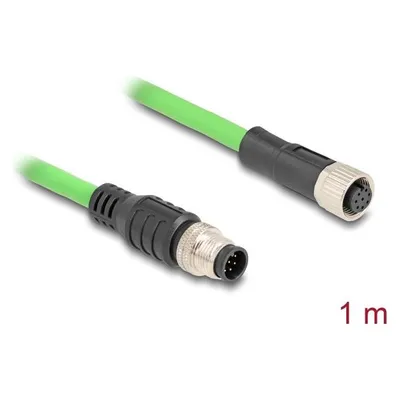 Delock M12 Kabel A-kodiert 8 Pin Stecker zu Buchse PUR (TPU) 1 m