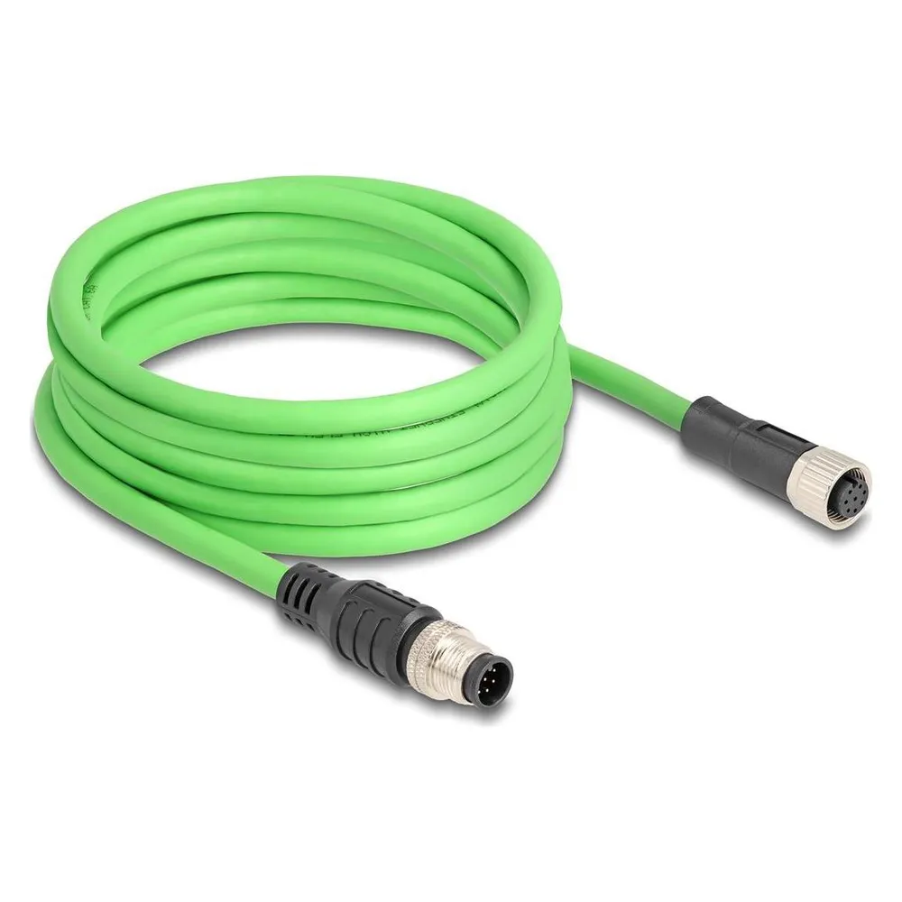 Delock M12 Kabel A-kodiert 8 Pin Stecker zu Buchse PUR (TPU) 5 m