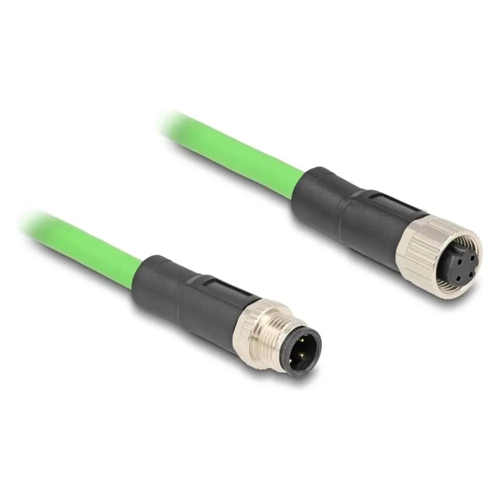 Delock M12 Kabel D-kodiert 4 Pin Stecker zu Buchse PUR (TPU) 1 m