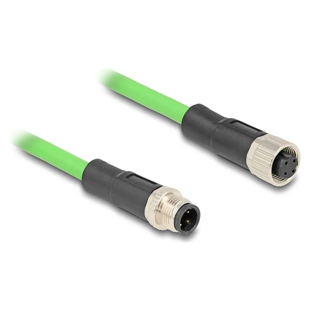 Delock M12 Kabel D-kodiert 4 Pin Stecker zu Buchse PUR (TPU) 5 m