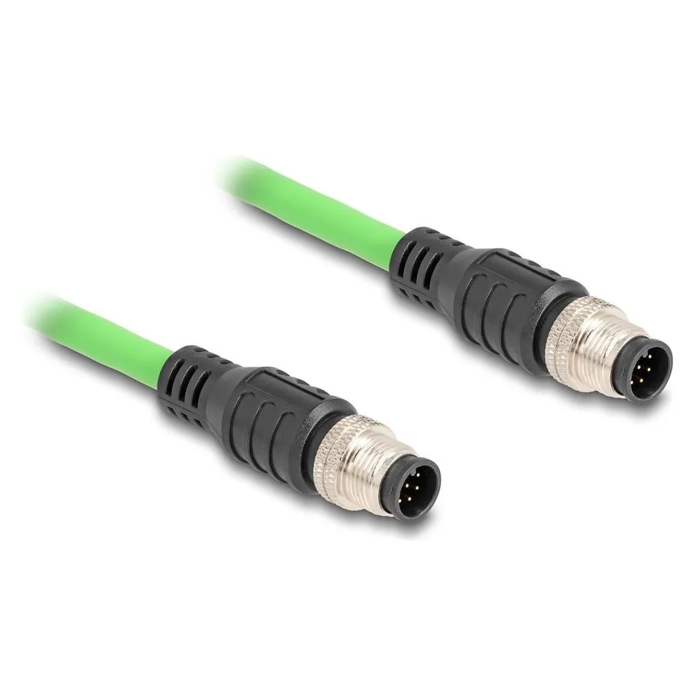Delock M12 Kabel A-kodiert 8 Pin Stecker zu Stecker PUR (TPU) 1 m