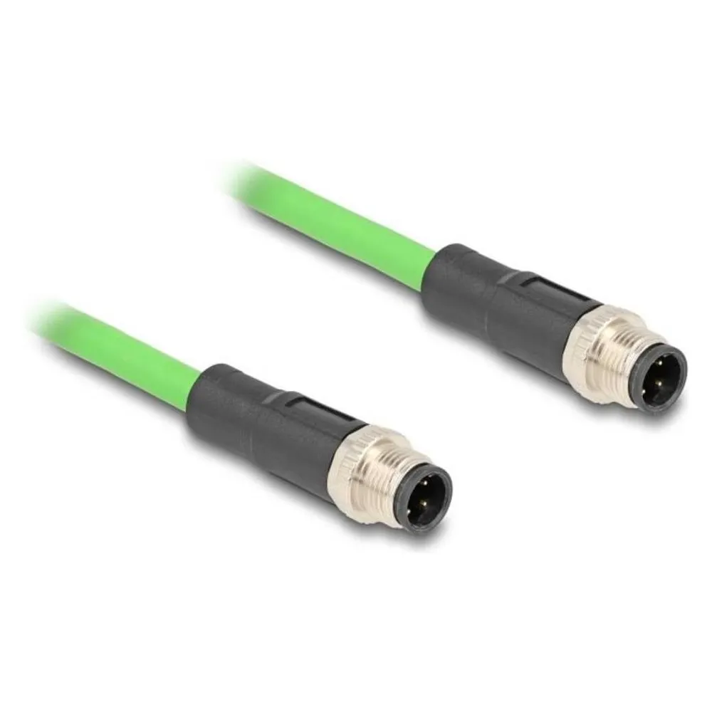 Delock M12 Kabel D-kodiert 4 Pin Stecker zu Stecker PUR (TPU) 1 m