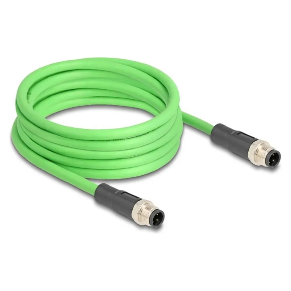 Delock M12 Kabel D-kodiert 4 Pin Stecker zu Stecker PUR (TPU) 5 m