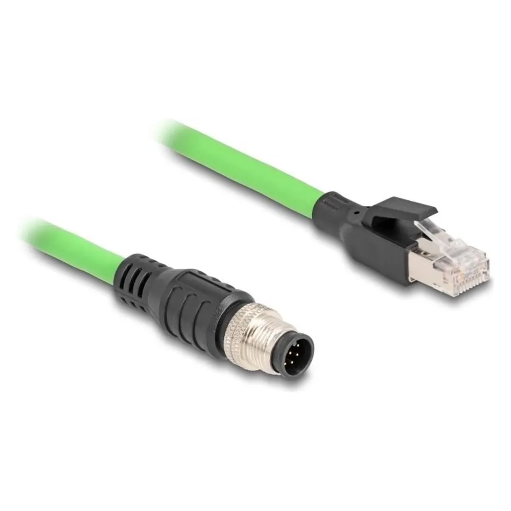 Delock M12 Kabel A-kodiert 8 Pin Stecker zu RJ45 Stecker PUR (TPU) 1 m