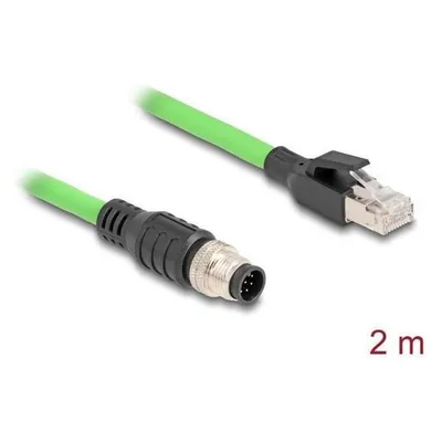 Delock M12 Kabel A-kodiert 8 Pin Stecker zu RJ45 Stecker PUR (TPU) 2 m