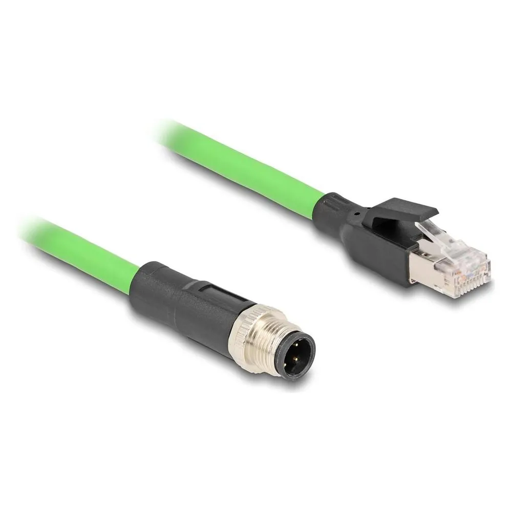 Delock M12 Kabel D-kodiert 4 Pin Stecker zu RJ45 Stecker PUR (TPU) 1 m