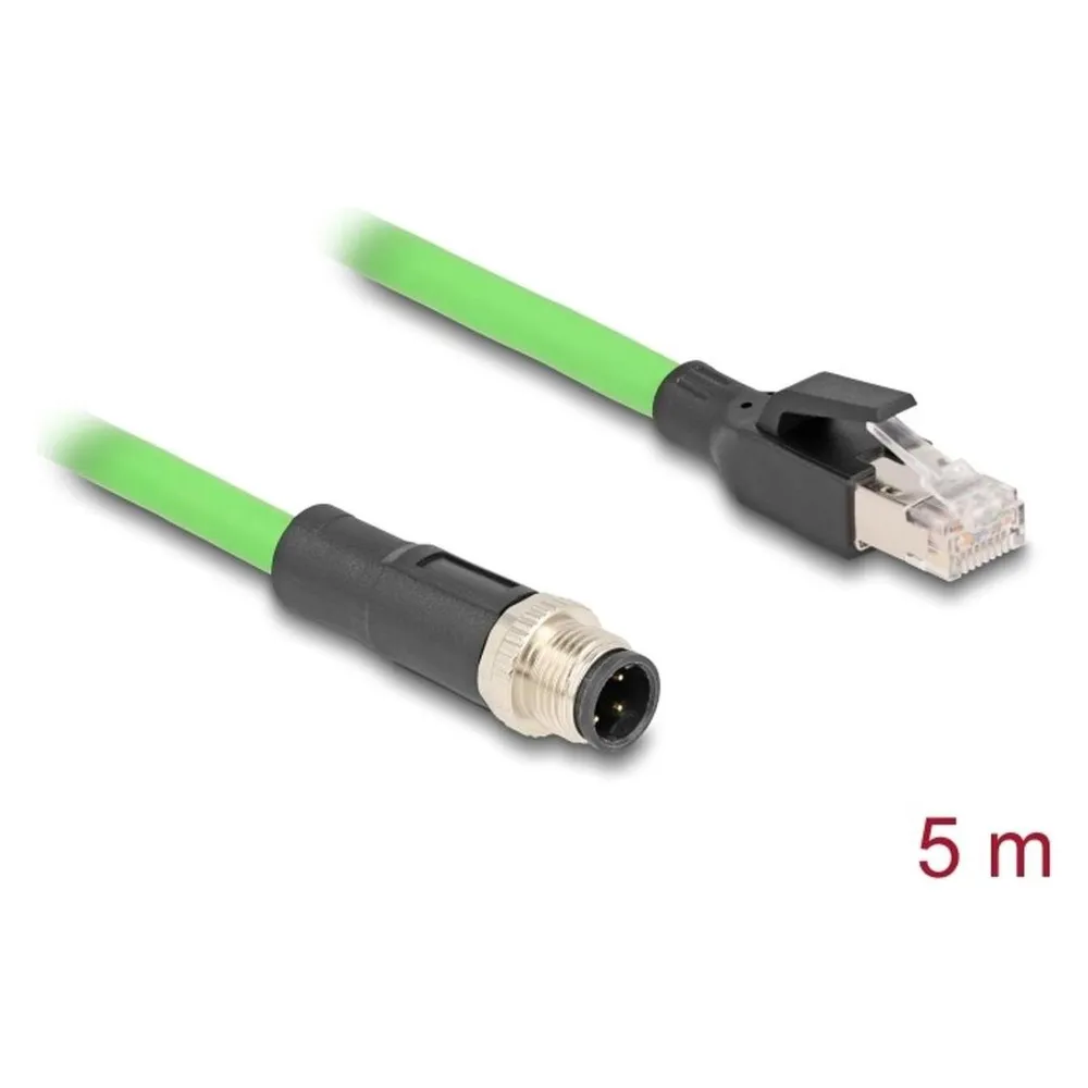 Delock M12 Kabel D-kodiert 4 Pin Stecker zu RJ45 Stecker PUR (TPU) 5 m