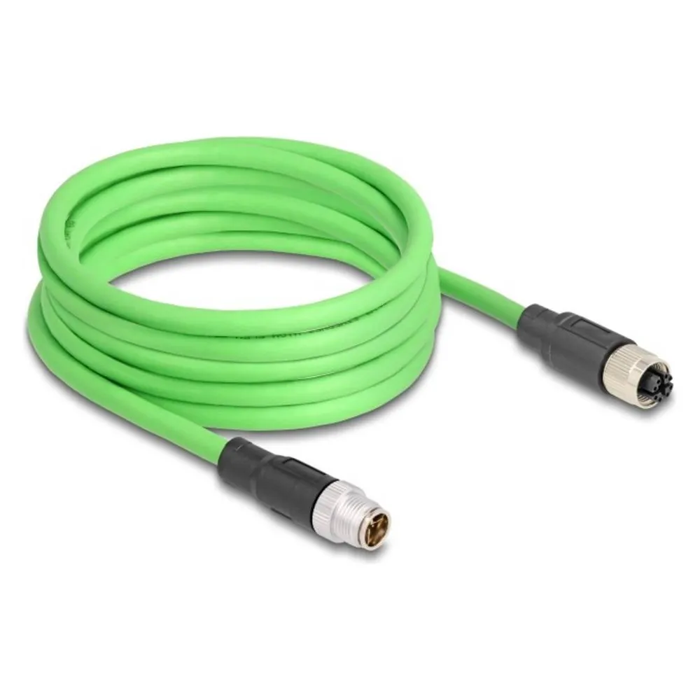 Delock M12 Kabel X-kodiert 8 Pin Stecker zu Buchse PUR (TPU) 1 m