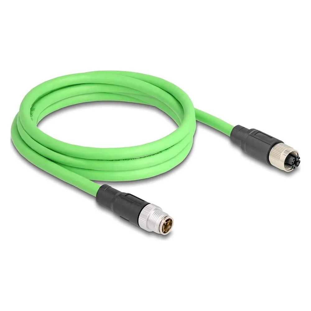 Delock M12 Kabel X-kodiert 8 Pin Stecker zu Buchse PUR (TPU) 2 m