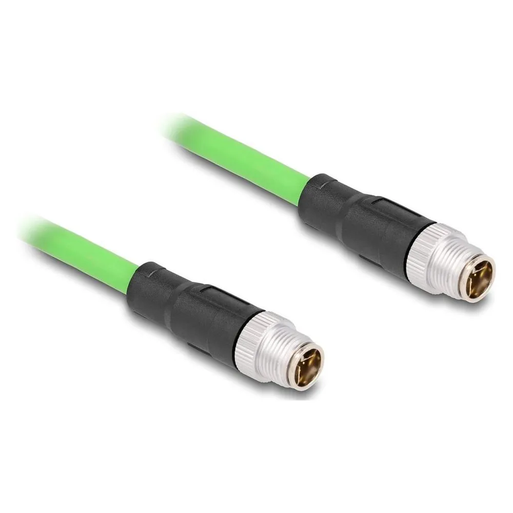 Delock M12 Kabel X-kodiert 8 Pin Stecker zu Stecker PUR (TPU) 1 m
