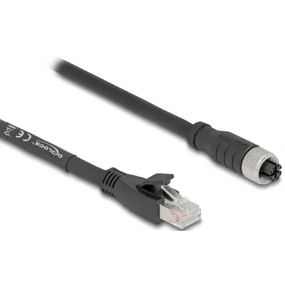 Netzwerkkabel DeLOCK 80591 3 m Cat5e S/FTP M12 an RJ-45 Schwarz