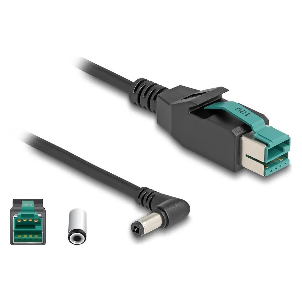 Delock PoweredUSB Kabel Stecker 12 V zu DC 5,5 x 2,5 mm Stecker gewinkelt 1 m