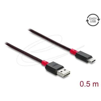 USB-Kabel Delock 81541 0.5 m USB A zu USB C USB 2.0 Rot Schwarz