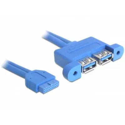 USB-Kabel DeLOCK 82941 0,45 m USB 3.2 Gen 1 Weiblich zu Weiblich Blau