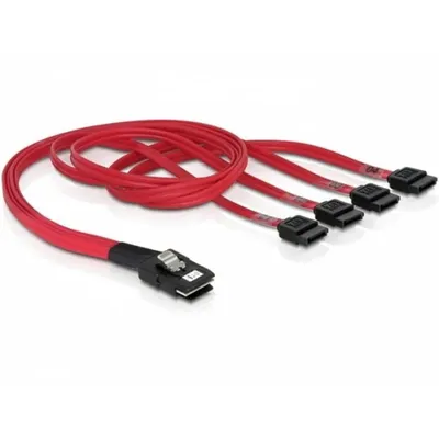 Kabel mini SAS 36pin zu 4x SATA, 0,5 m, Rot